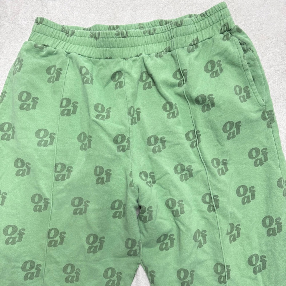 Lazy Oaf Green Oaf Logo Print Wide Leg Sweatpants Joggers UK 18 US 14 - Picture 4 of 12